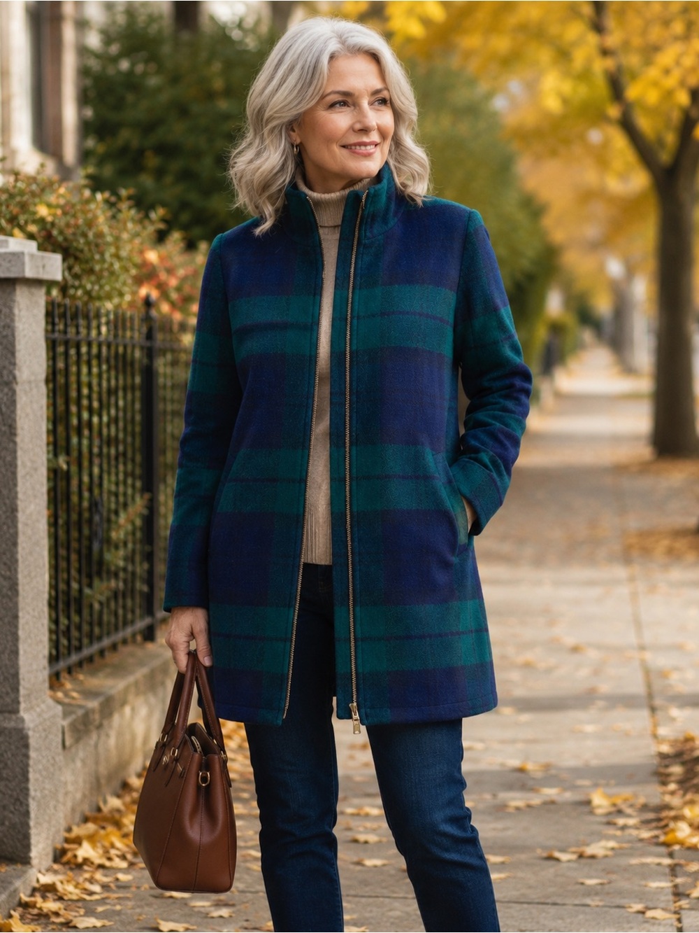Pendleton Blackwatch Plaid Wool Blend Zip Coat Jacket M